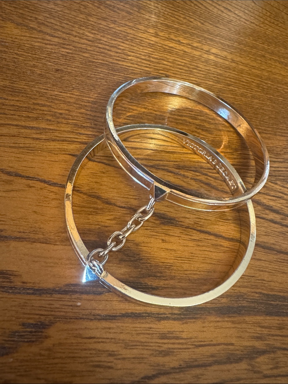 Victoria’s Secret Linked Double Bangle Bracelet edgy studs on top